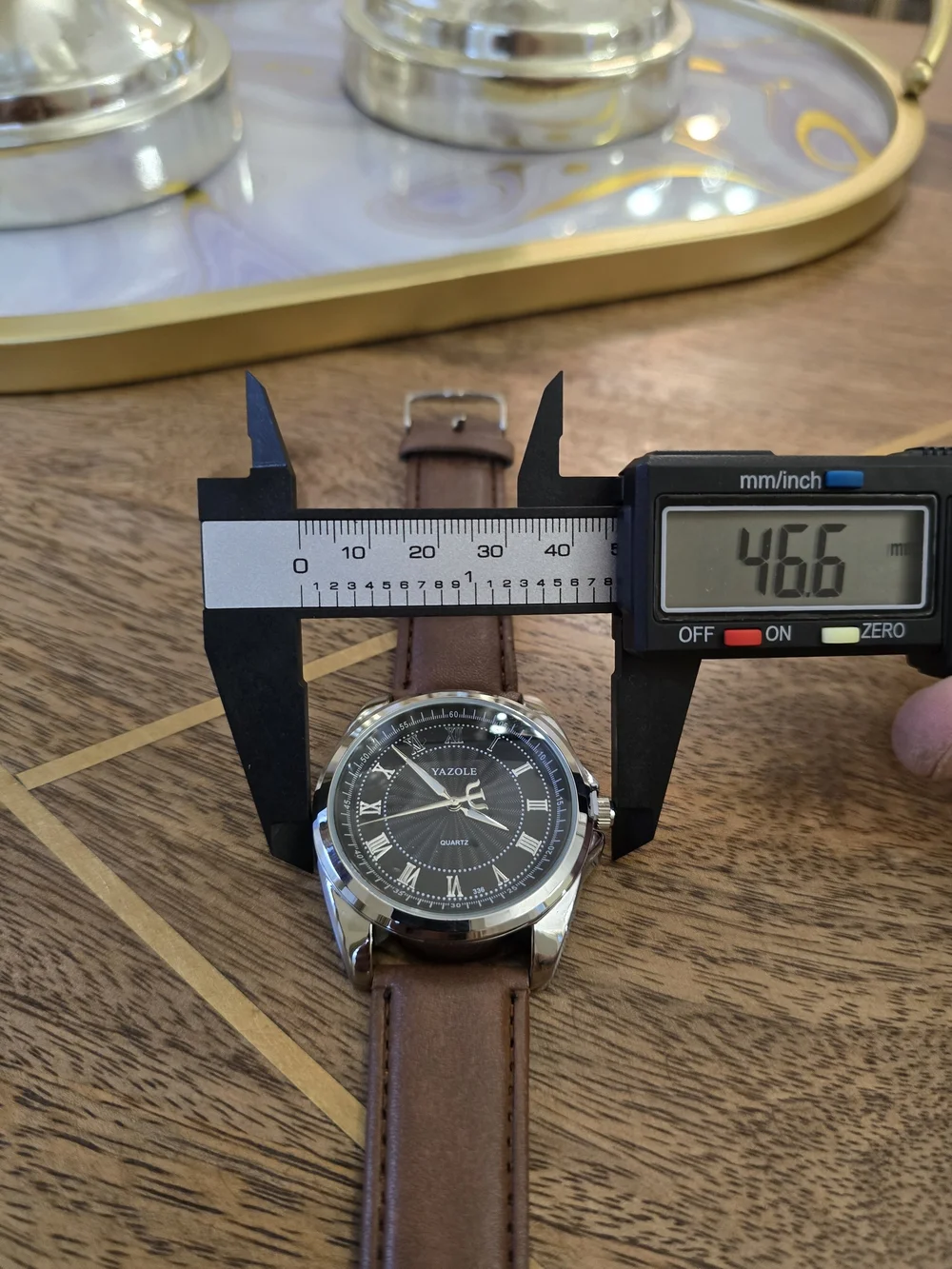 Men's Brown Leather Strap Watch with Black Dial